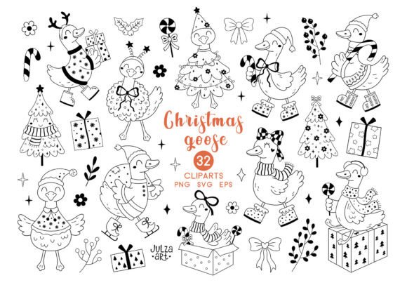 Download Silly Christmas Goose Clipart SVG PNG - Premium Bundle