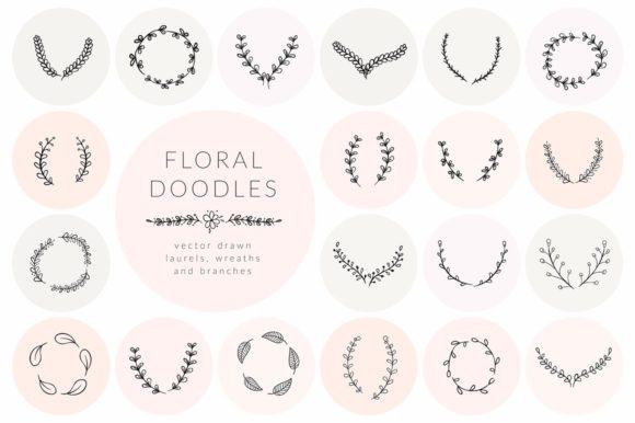 Download Hand Drawn Floral Doodles Vol.5. Wreaths - Premium Resources